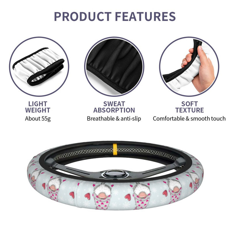 Roolikatted Jõulud Kawaii Gnome Pehme Südame Uusaasta Punutis Roolikaanel Autostiiliga autotarvikud