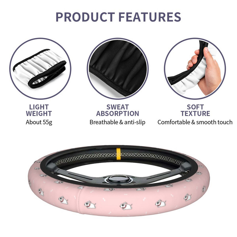 Armas roosa bullterjer kutsika auto rooliratta kate Libisemisvastane Jooksmine Multikas rooliratta kaitsekate Auto stiil