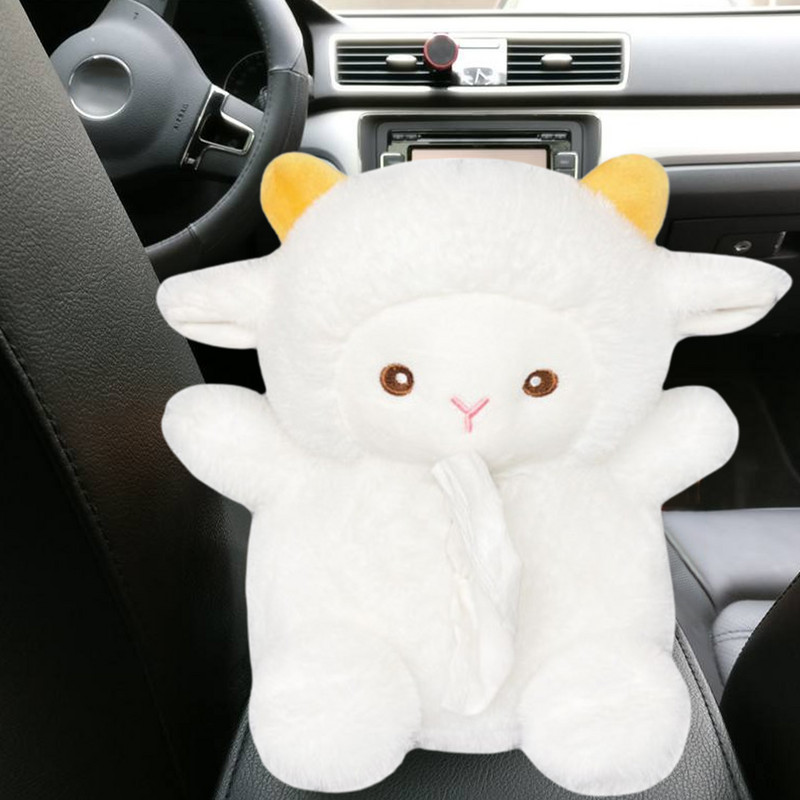 Μαλακό βελούδινο κουτί χαρτομάντιλο αυτοκινήτου Χαριτωμένο πρόβατο χαρτοπετσέτες Tissue boxes πολλαπλών χρήσεων Tissue bag Organizer Διακόσμηση αποθήκευσης Αξεσουάρ αυτοκινήτου