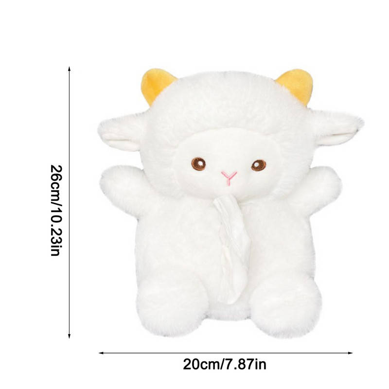 Μαλακό βελούδινο κουτί χαρτομάντιλο αυτοκινήτου Χαριτωμένο πρόβατο χαρτοπετσέτες Tissue boxes πολλαπλών χρήσεων Tissue bag Organizer Διακόσμηση αποθήκευσης Αξεσουάρ αυτοκινήτου