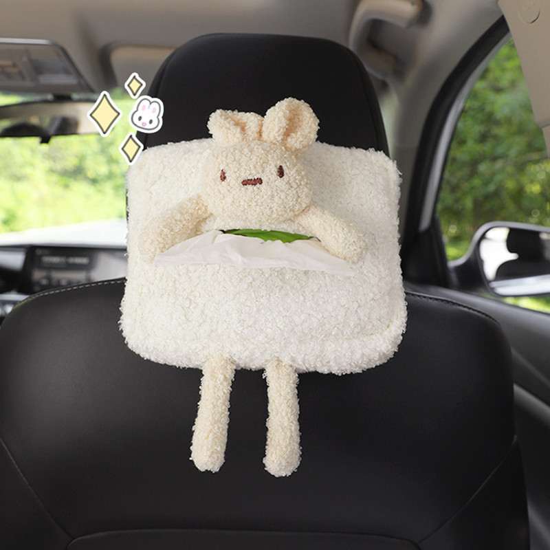 Cutie de șervețele cu desene animate pentru mașină Suport pentru șervețele cu animale de plus din desene animate, drăguț, portabil, pentru distribuitor de hârtie, scaune pentru mașini, cutie de șervețele