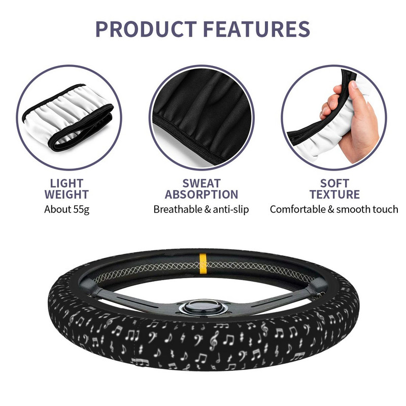 37-38 auto rooliratta katted Nootide muster mustvalge elastne autodekoratsioon värviline autotarvik