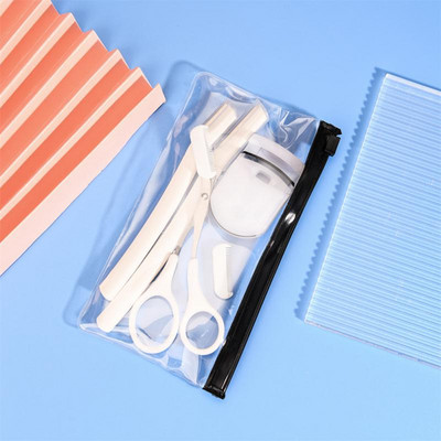 2022 m. Naujos antakių kirpimo žirklės veido plaukų šalinimas grožio plastikas 4 dalių antakių kirpimo pincetai makiažo įrankiai