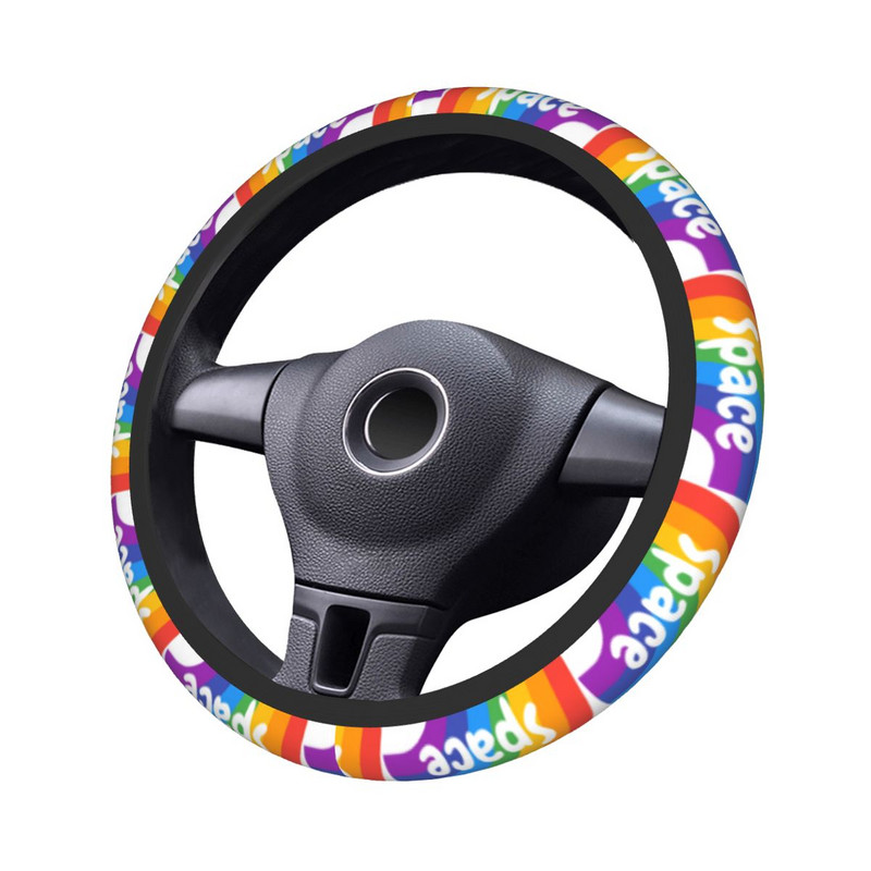 Safe Space Rainbow automobilio vairo dangtis 38 cm neslystantis Boho Lgbt Pride Yaoi automatinis vairo apsaugas, automobilio stilius