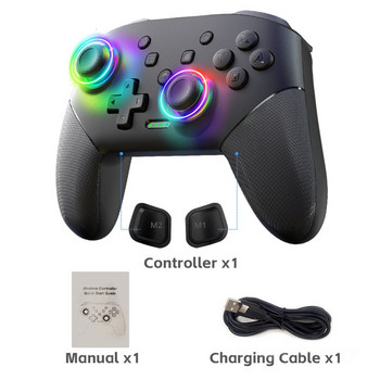Игрален контролер Безжична конзола Bluetooth геймпад с цветни светлини за Switch/Switch Lite/OLED/PC