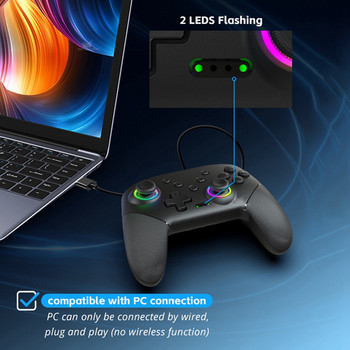 Игрален контролер Безжична конзола Bluetooth геймпад с цветни светлини за Switch/Switch Lite/OLED/PC
