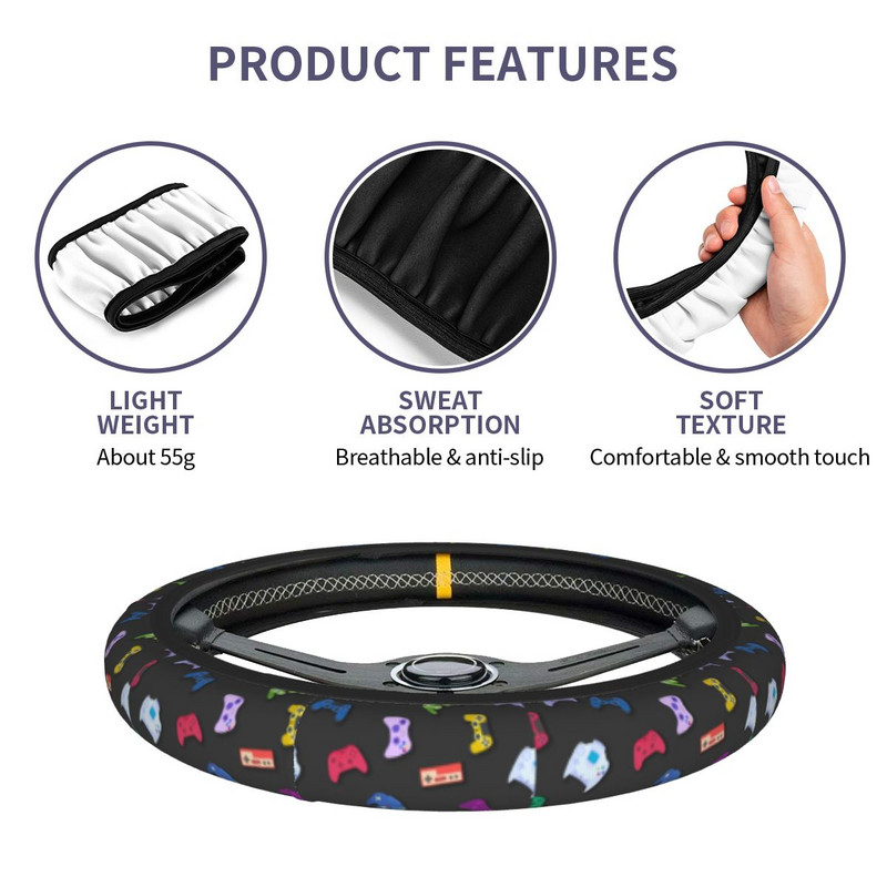 Automobilio vairo dangteliai Vaizdo žaidimų valdiklio elastinė pynė ant vairo dangtelio Automobilių apdaila Automobilių priedai