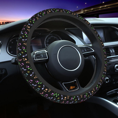 Automobilio vairo dangtelis Mielas ir muzikinių natų raštas ant vairo dangtelio Auto apdaila Madingi automobilių priedai