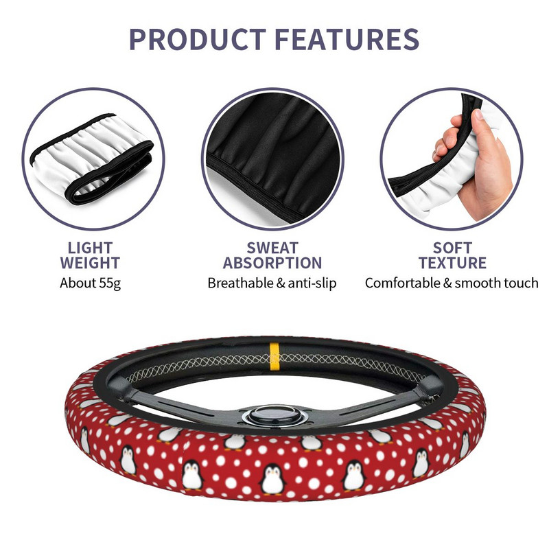 Vairo apdangalai mielas pingvinas sniego animacinis piešinys Minkštas kalėdinis animacinis filmukas gyvūnų pynė ant vairo dangtelio