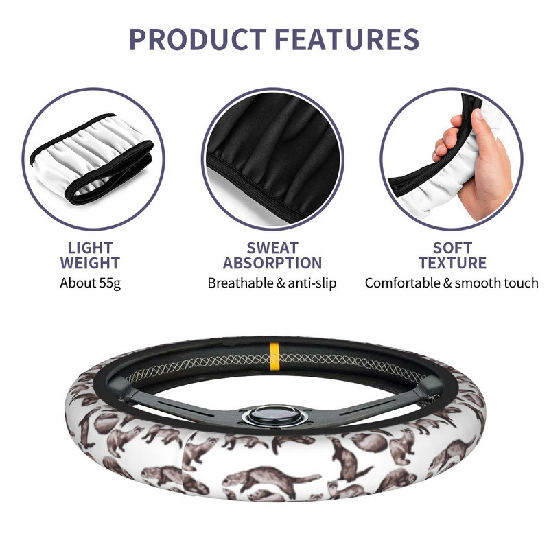 Auto rooli kate Tuhkur metsloomad loomad närilised nirk punutis rooli kattel Auto stiili kujundavad autotarvikud