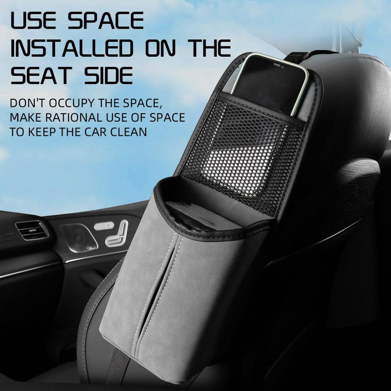 Automobilio sėdynės šoninio laikymo krepšio organizatorius Daugiafunkcis pakabinamas maišelis Mobiliojo telefono vandens puodelio daiktų laikiklis Automobilio priedai
