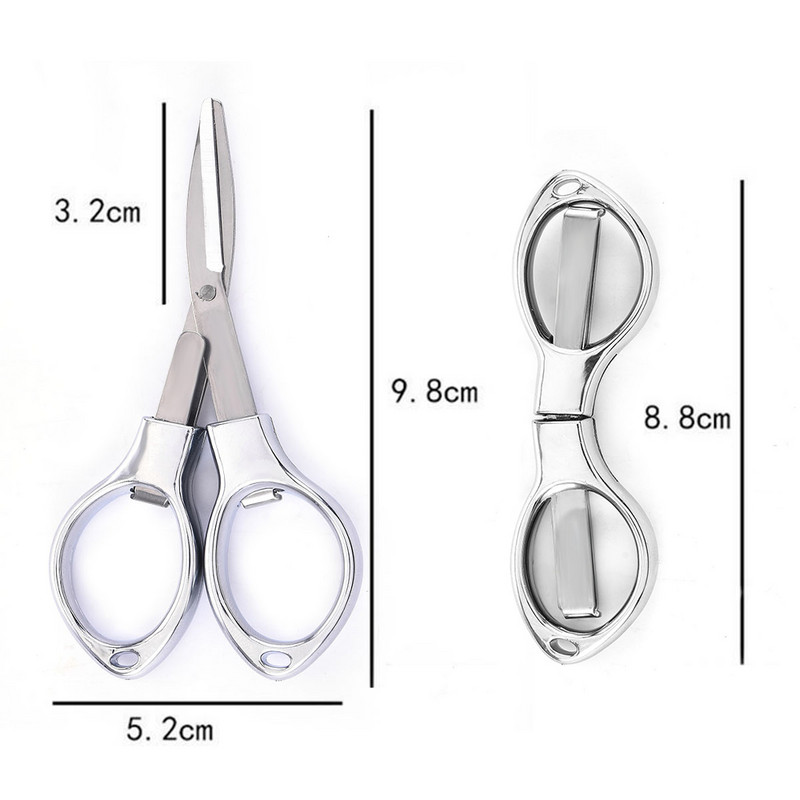 Kaasaskantav roostevabast terasest kulmutrimmer Multifunktsionaalne 8 sõnaga kokkupandavad käärid kulmude kujundaja näokujundaja käärid meigitööriist