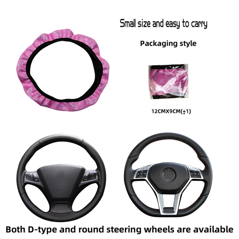 38cm elastne rooliratta kate Auto rooliratta kate Naistele Rattakate Roosa Butterfly Print Libisemisvastased autotarvikud