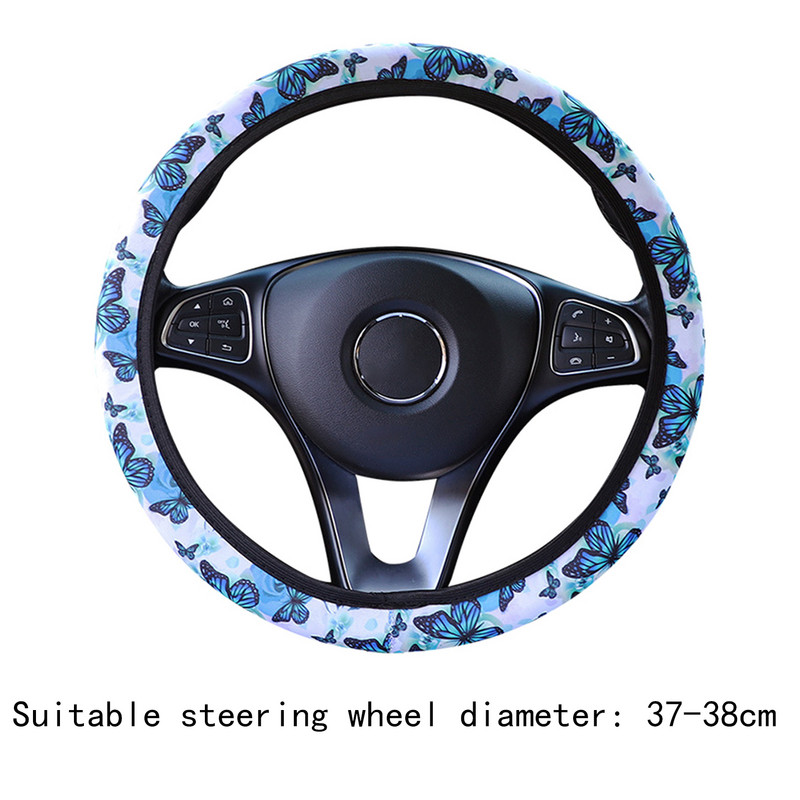 38 cm-es autó kormánykerék burkolata pillangónyomattal nyomtatott kormánykerék burkolat Auto kormánykerék burkolat tartozék