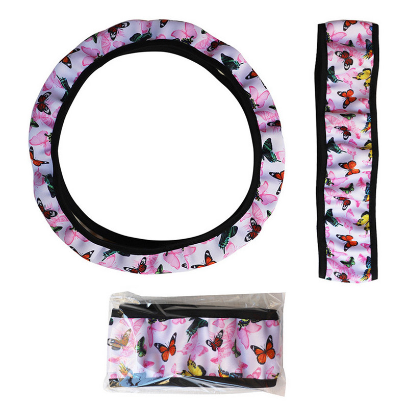 38 cm-es autó kormánykerék burkolata pillangónyomattal nyomtatott kormánykerék burkolat Auto kormánykerék burkolat tartozék