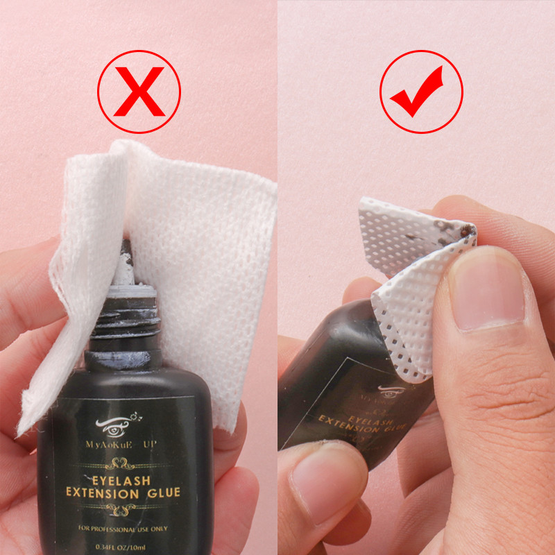 200 komada Papirne maramice bez vlakana Pamučne maramice Odstranjivač ljepila za trepavice obrišite otvor bočice ljepila spriječite začepljenje ljepila Jastučići za čišćenje