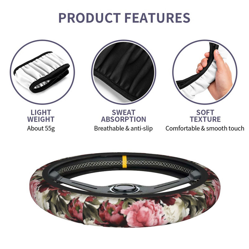 38 cm roolirattakatted Chinoiserie universaalsed hiina lilledega autokaunistused värvilised autotarvikud