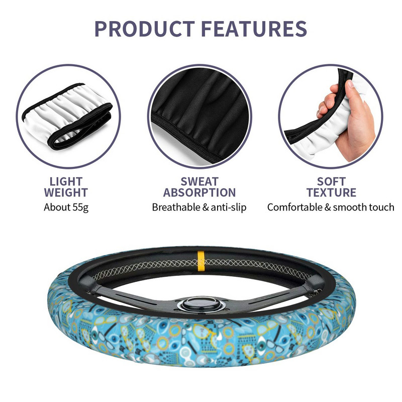 Κάλυμμα τιμονιού αυτοκινήτου Snellen Chart Universal Eye Test Medicine Glasses Auto Decoration Πολύχρωμα αξεσουάρ τιμονιού