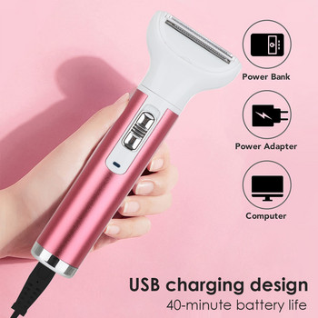 Ηλεκτρική αποτριχωτική συσκευή αποτρίχωσης 5 σε 1 για γυναίκες Μαχαίρι φρυδιών μασχάλη μπικίνι κουρευτική μύτη USB Charging Lady Shaver