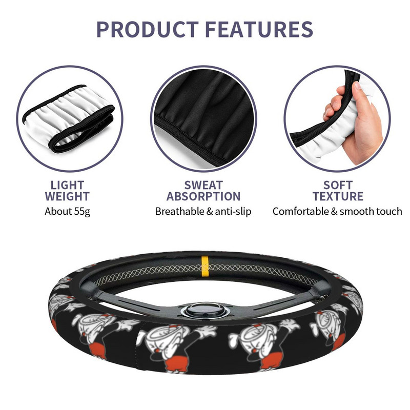 „Cuphead Still Life Cup“ automobilio vairo dangtis „Anime“ automatinio vairo apsauga, automobilio stiliaus vairo priedai