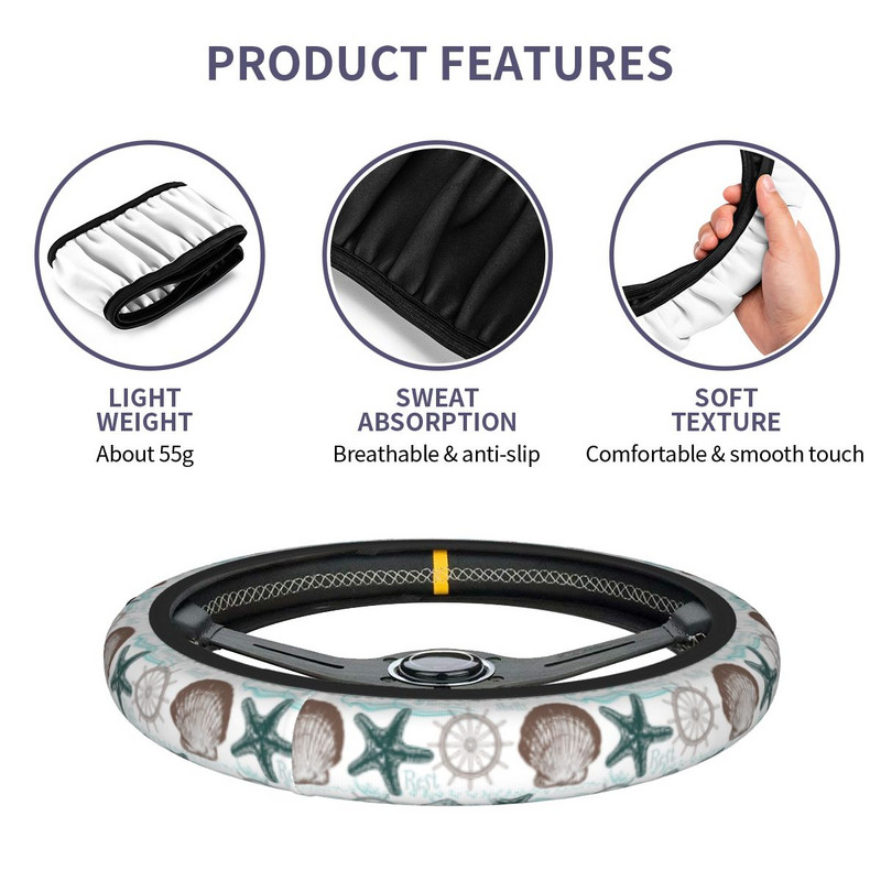 Κάλυμμα τιμονιού αυτοκινήτου Θαλάσσια μοτίβο Ναυτικής άγκυρας πλεξούδα στο κάλυμμα τιμονιού Αξεσουάρ τιμονιού στυλ αυτοκινήτου