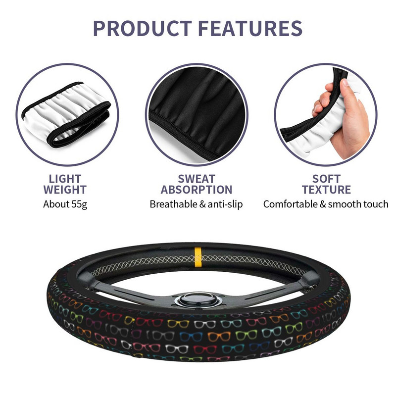 37-38 auto rooliratta katted värvilised väikesed prillide muster Universaalne autostiiliga Elastische rooliratta tarvikud