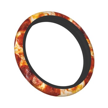 37-38 Κάλυμμα τιμονιού αυτοκινήτου Pepperoni Μοτίβο πίτσας Μαλακό φαγητό τορτίγια Διακόσμηση αυτοκινήτου Πολύχρωμα αξεσουάρ αυτοκινήτου