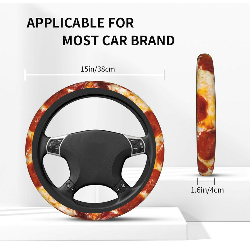 37-38 Navlaka za volan automobila Pepperoni Pizza Uzorak Mekana tortilla Hrana Auto Dekoracija Šareni dodaci za automobil