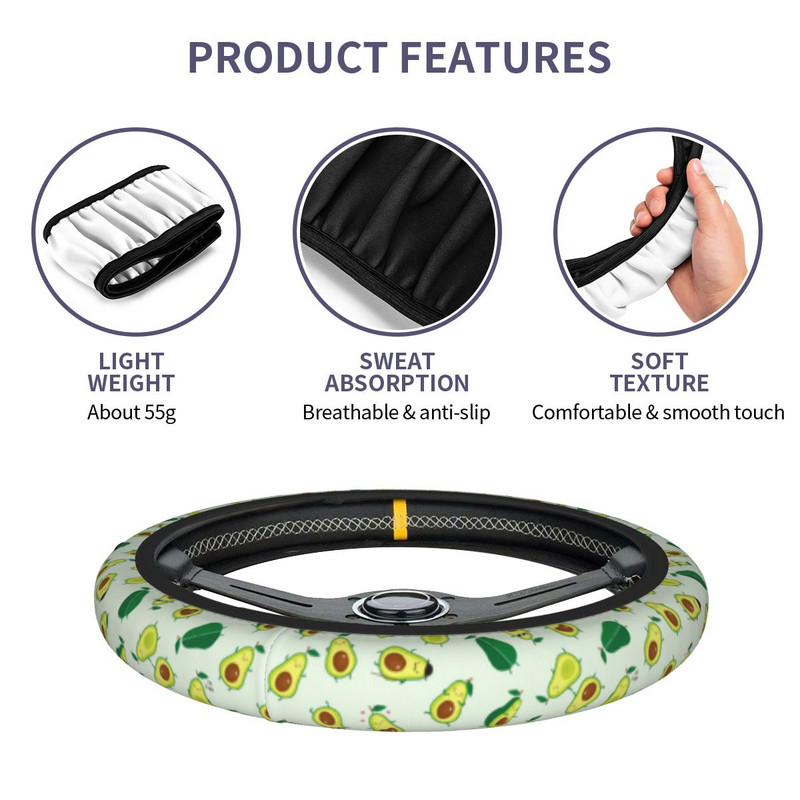 Armas roheline avokaado auto rooliratta kate 37-38 libisemisvastane avokaadosõber, sobivad autokaunistuseks autotarvikud