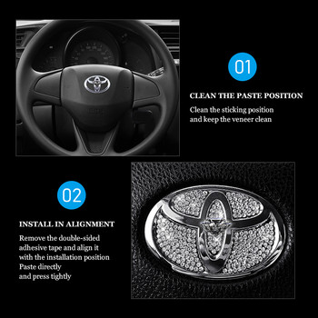 1 τεμ. Αυτοκόλλητο τιμόνι αυτοκινήτου Κρυστάλλινο διαμάντι αυτοκόλλητο για Toyota Chr Auris Raize Rav4 Διακοσμητικά αξεσουάρ Yaris Cross Corolla