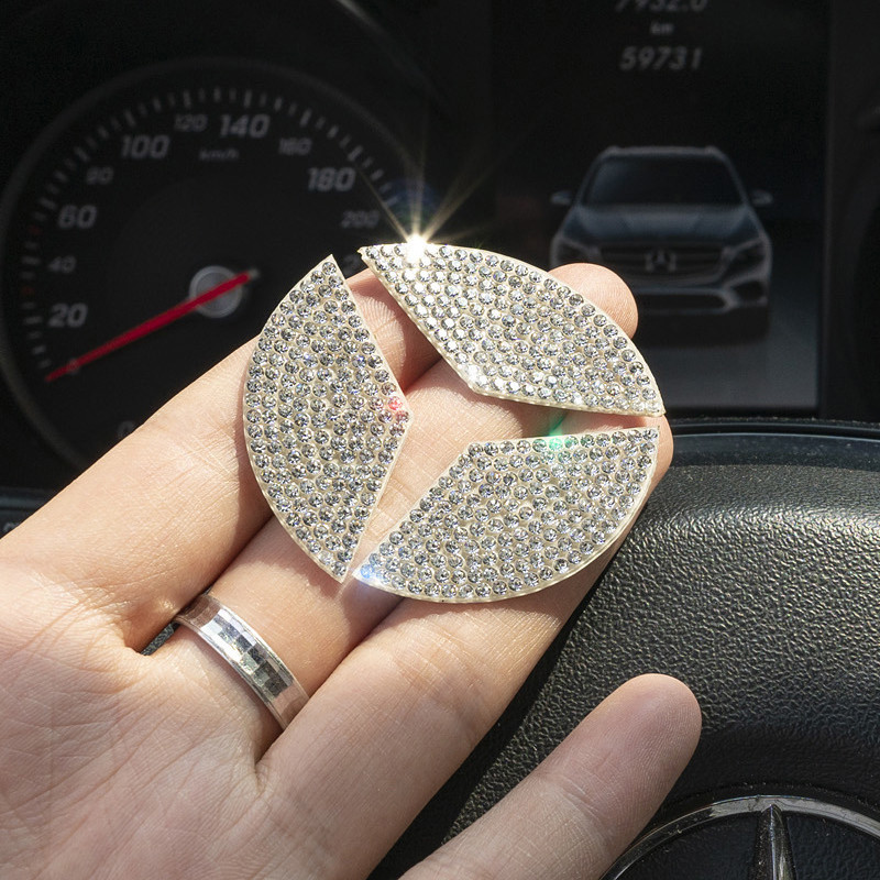 45/50mm Crystal Diamond auto rooliratta embleemi kleebis Mercedes Benz ABCE klassi GLA CLA GLC GLK GLE seeria tarvikutele