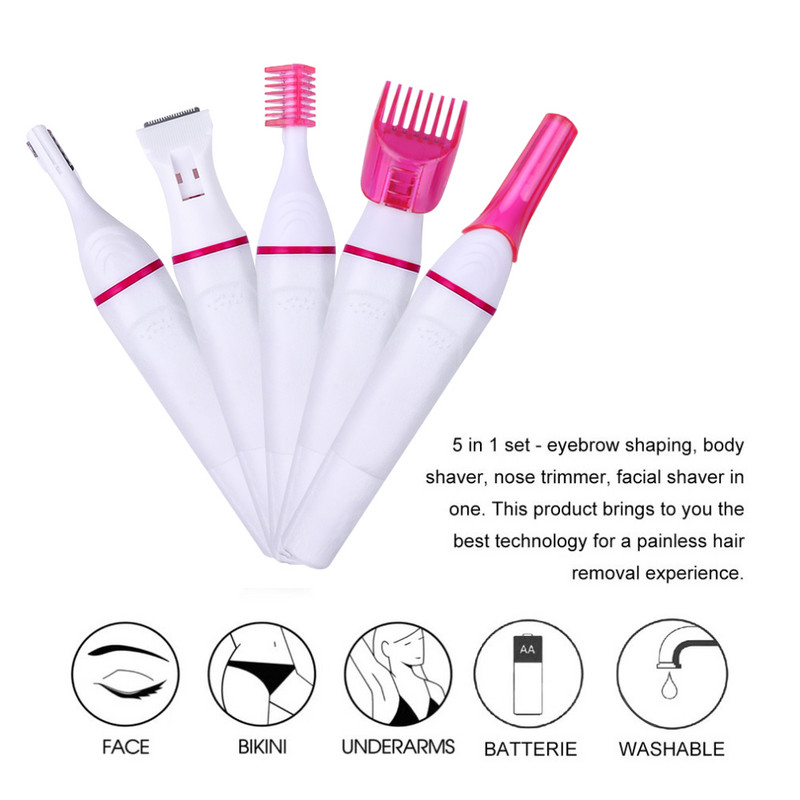 5 az 1-ben női epilátor női szemöldökvágó női borotva szőrtelenítéshez Borotvagép Arcszőrtelenítő Bikini Szőrtelenítő elect