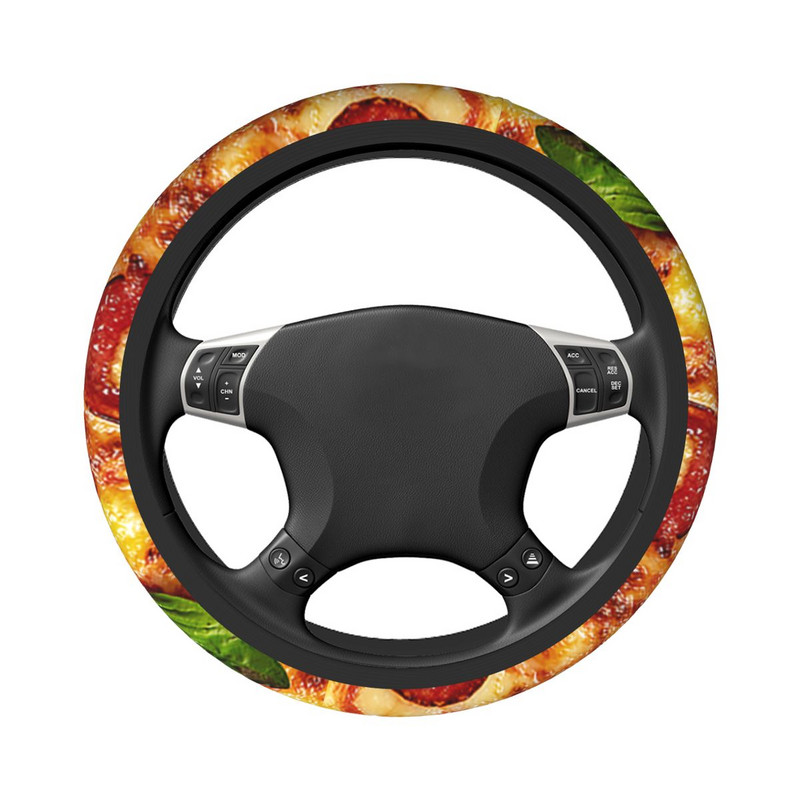 37-38 auto rooliratta katted Pizza Itaalia lõunasöögi muster Elastne tortilla toidupunutis rooli kaanel Auto stiil