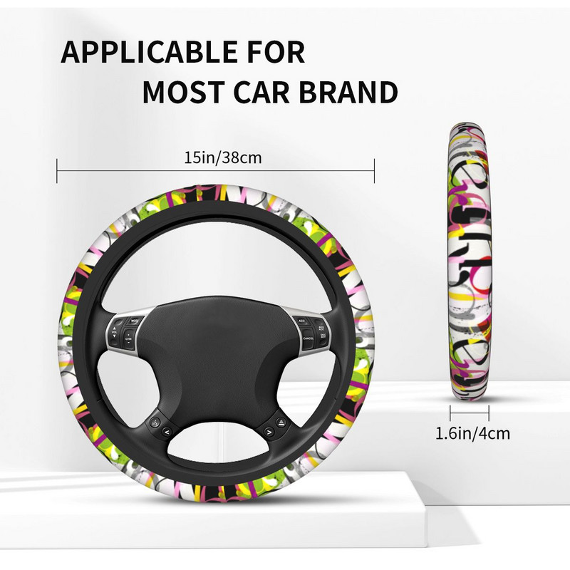 Graffiti auto rooliratta kate 38 cm libisemisvastased tähed, sobivad autodekoratsiooniks autotarvikud