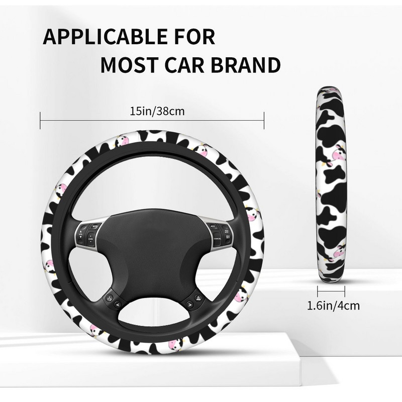 37-38 Automobilio vairo dangtelis Juokingas Splash Cow Neslystantis Gyvūnų Automobilių apdaila Tinkami automobilio priedai