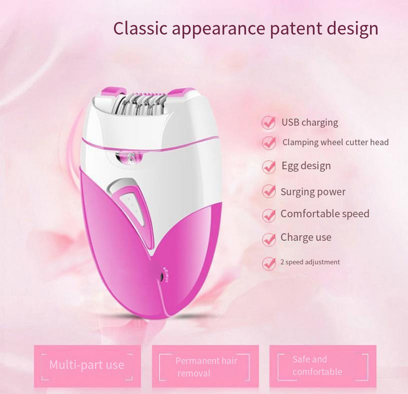 Epilator electric pentru femei, reîncărcabil prin USB, aparat de ras pentru întregul corp, disponibil fără durere, mașină de îndepărtare a părului pentru femeie de înaltă calitate
