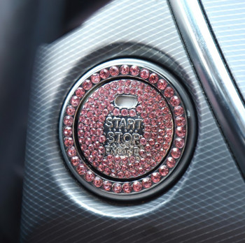 Κουμπί εκκίνησης ανάφλεξης αυτοκινήτου Διαμαντένιο στρας τρισδιάστατα μεταλλικά αυτοκόλλητα Διακοσμητικό Αυτοκόλλητο Μοτοσικλέτας Universal με ένα κλικ Start Bling Decor Decal