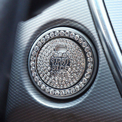 Automašīnas aizdedzes palaišanas poga Dimants Rhinestone 3D Metāla uzlīmes Dekors Auto Motocikls Universāls Viena klikšķa Start Bling Decor Decal