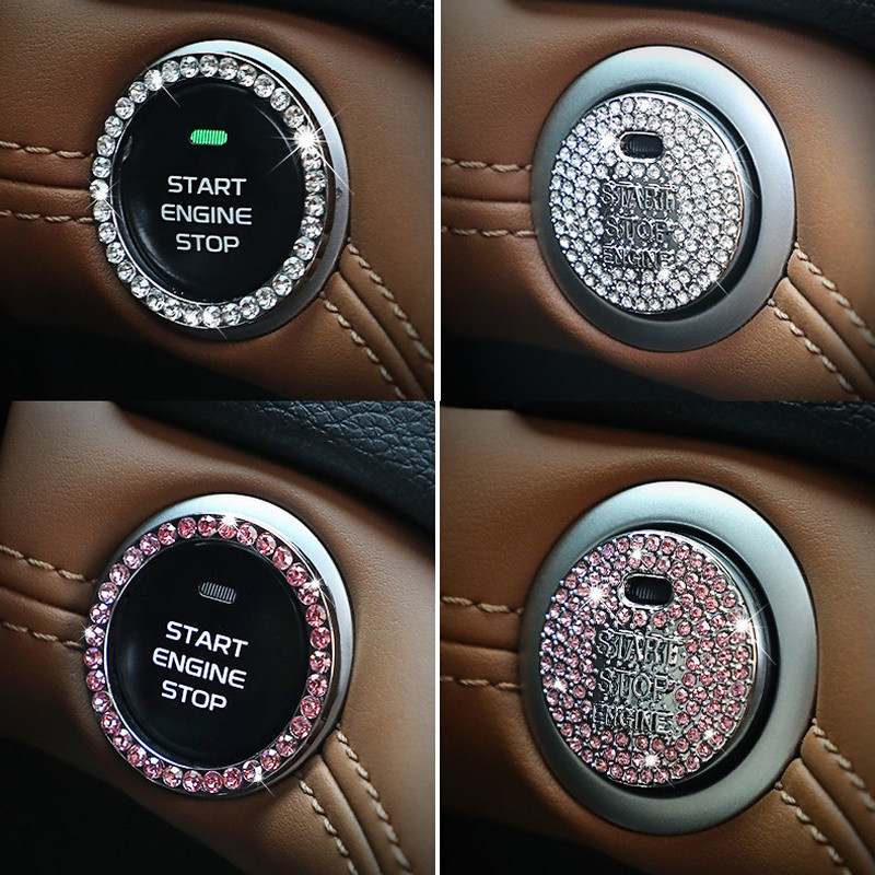 Dugme za start paljenja automobila Dijamantni dijamant 3D metalne naljepnice Dekoracija Auto motocikl Univerzalna Bling Dekorativna naljepnica Start jednim klikom