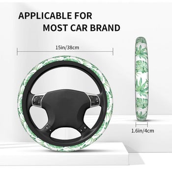 Φύλλο κάλυμμα τιμονιού αυτοκινήτου Φύλλα ζούγκλας Τροπική πράσινη πλεξούδα στο κάλυμμα τιμονιού Αξεσουάρ τιμονιού