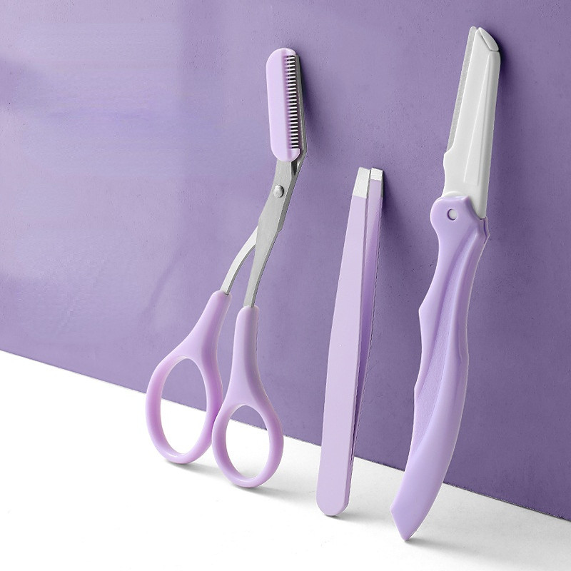 Karsyngirl 1/2/3/4 τεμ. από ανοξείδωτο ατσάλι κούρεμα φρυδιών Πτυσσόμενη φόρμα κοπής φρυδιών τσιμπιδάκι χτένα φρυδιών Εργαλεία μακιγιάζ