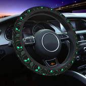 Green Aliens Car Steering Cover 37-38 Universal Steering Heel Protective Cover Πολύχρωμα αξεσουάρ αυτοκινήτου σε στυλ αυτοκινήτου