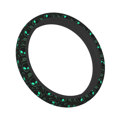 Green Aliens Car Steering Cover 37-38 Universal Steering Heel Protective Cover Πολύχρωμα αξεσουάρ αυτοκινήτου σε στυλ αυτοκινήτου
