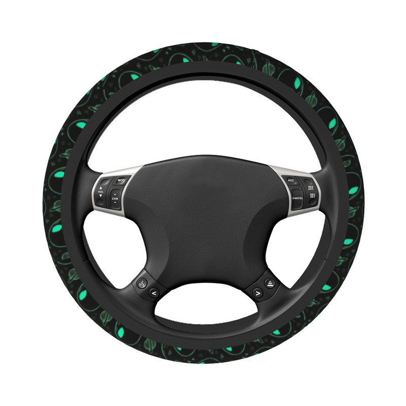 Green Aliens Car Steering Cover 37-38 Universal Steering Heel Protective Cover Πολύχρωμα αξεσουάρ αυτοκινήτου σε στυλ αυτοκινήτου