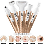 5-ühes elektriline karvaeemaldusepilaator märg ja kuiv naiste pardel, nina juuksefrees, kulmude kujundaja jala kaenlaaluse bikiinitrimmer naiste habemenuga