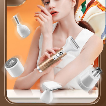 5 ΣΕ 1 Ηλεκτρική Αποτριχωτική Αποτρίχωση Wet&Dry Lady Shaver Nose Hair Trimmer Φρυδιών Διαμόρφωση ποδιών μασχάλης μπικίνι κουρευτική γυναικεία ξυριστική μηχανή