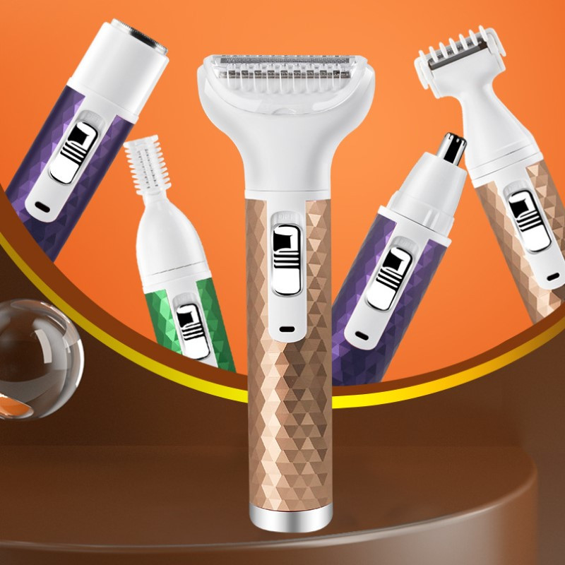 5-ühes elektriline karvaeemaldusepilaator märg ja kuiv naiste pardel, nina juuksefrees, kulmude kujundaja jala kaenlaaluse bikiinitrimmer naiste habemenuga