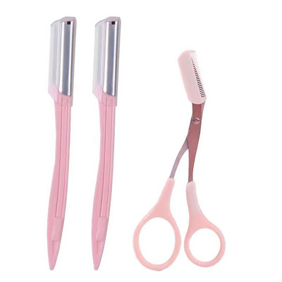 Karsyngirl 3/4kom Set trimera za obrve Brijač za obrve od nehrđajućeg čelika Trepavice Češalj za uljepšavanje obrva Škare za podizanje Alati