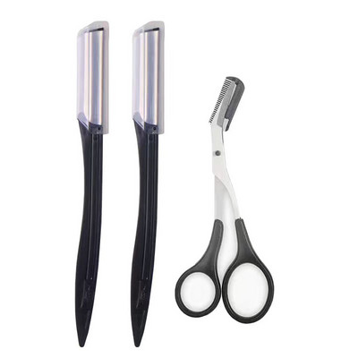 Karsyngirl 3/4kom Set trimera za obrve Brijač za obrve od nehrđajućeg čelika Trepavice Češalj za uljepšavanje obrva Škare za podizanje Alati