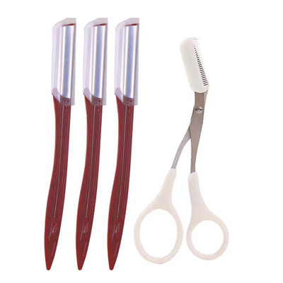 Karsyngirl 3/4kom Set trimera za obrve Brijač za obrve od nehrđajućeg čelika Trepavice Češalj za uljepšavanje obrva Škare za podizanje Alati